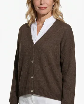 Strickjacke mit Alpaka in  braun von Made in Italy (Bild 4)