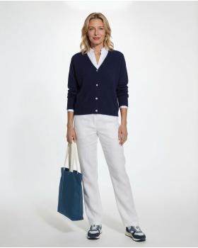 Strickjacke mit Alpaka in  dunkelblau von Made in Italy (Bild 3)