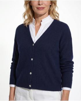 Strickjacke mit Alpaka in  dunkelblau von Made in Italy (Bild 4)