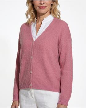 Strickjacke mit Alpaka in  dunkelrosa von Made in Italy (Bild 4)