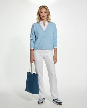 Strickjacke mit Alpaka in  hellblau von Made in Italy (Bild 3)