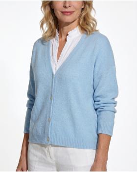 Strickjacke mit Alpaka in  hellblau von Made in Italy (Bild 4)