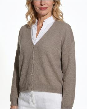 Strickjacke mit Alpaka in  hellbraun von Made in Italy (Bild 4)
