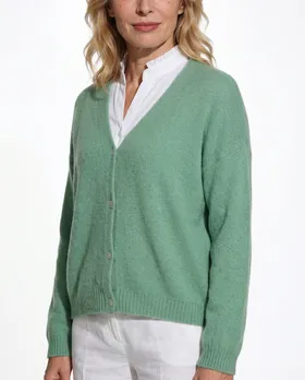 Strickjacke mit Alpaka in  lindgr�n von Made in Italy (Bild 4)