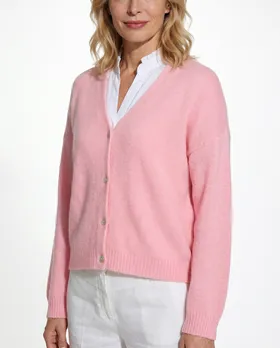 Strickjacke mit Alpaka in  rosa von Made in Italy (Bild 4)