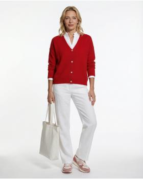 Strickjacke mit Alpaka in  rot von Made in Italy (Bild 3)