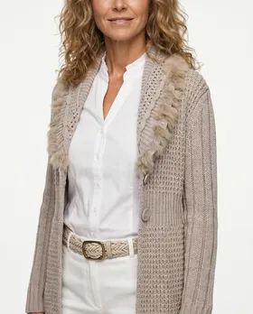 Strickjacke mit Cashmere in  beige von Spaziodonna (Bild 5)