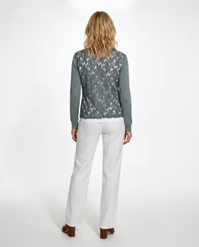 Strickjacke mit Spitze in  lindgr�n von Pronto Moda (Bild 4)