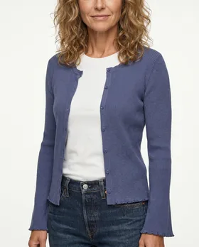 Strickjacke Rippstrick in  jeansblau von Esvivid (Bild 3)
