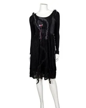 Strickkleid mit Spitze in  schwarz von For Her Paris (Bild 2)