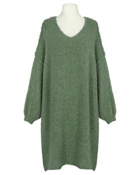 Strickkleid V-Ausschnitt in  oliv von Made in Italy (Bild 1)