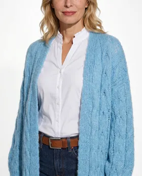 Strickmantel Grobstrick in  hellblau von Made in Italy (Bild 4)