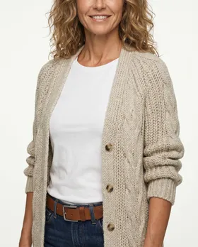 Strickmantel Zopfmuster in  beige von Made in Italy (Bild 5)