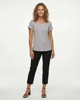 T-Shirt Rippstrick in  grau von Italia Moda (Bild 3)