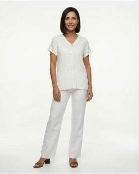 T-Shirt V-Ausschnitt in  ecru von Made in Italy (Bild 3)