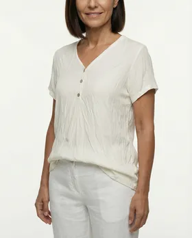 T-Shirt V-Ausschnitt in  ecru von Made in Italy (Bild 4)