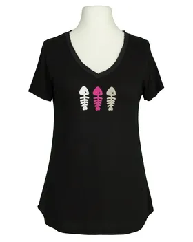 T-Shirt V-Ausschnitt in  schwarz von Made in Italy (Bild 1)