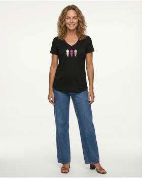 T-Shirt V-Ausschnitt in  schwarz von Made in Italy (Bild 3)