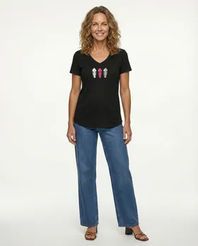 T-Shirt V-Ausschnitt in  schwarz von Made in Italy (Bild 3)