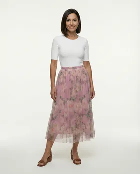 T�llrock Blumenmuster in  rosa von Made in Italy (Bild 2)