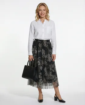 T�llrock Blumenmuster in  schwarz von Made in Italy (Bild 2)