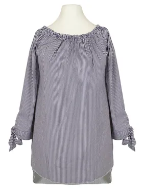 Tunika Bluse Carmen Ausschnitt in  blau von New Collection (Bild 1)
