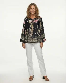 Tunika Bluse Floral in  schwarz von Made in Italy (Bild 3)