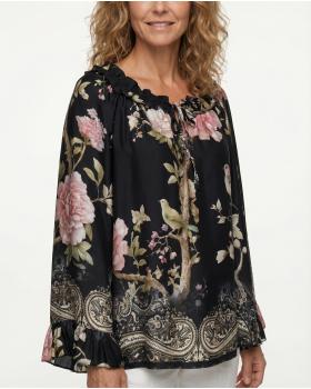 Tunika Bluse Floral in  schwarz von Made in Italy (Bild 4)