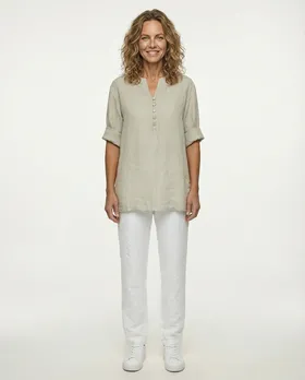Tunika Bluse Leinen in  beige von Puro Lino (Bild 2)