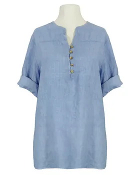 Tunika Bluse Leinen in  hellblau von Puro Lino (Bild 1)