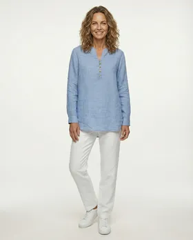 Tunika Bluse Leinen in  hellblau von Puro Lino (Bild 2)