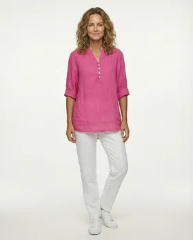 Tunika Bluse Leinen in  pink von Puro Lino (Bild 2)