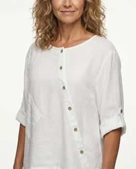 Tunika Bluse Leinen in  wei� von Made in Italy (Bild 5)