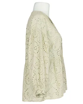 Tunika Bluse mit Lochstickerei in  beige von Made in Italy (Bild 2)