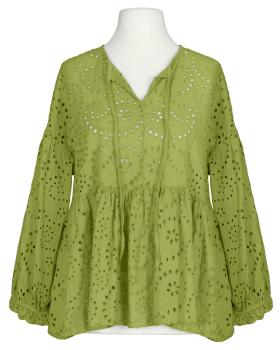 Tunika Bluse mit Lochstickerei in  pistazie von Made in Italy (Bild 1)