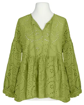 Tunika Bluse mit Lochstickerei in  pistazie von Made in Italy (Bild 1)