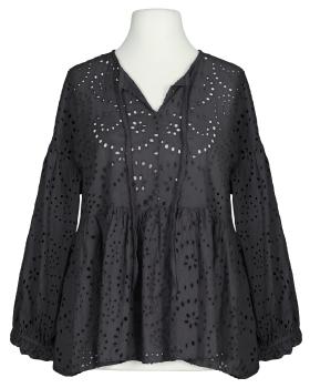 Tunika Bluse mit Lochstickerei in  schwarz von Made in Italy (Bild 1)