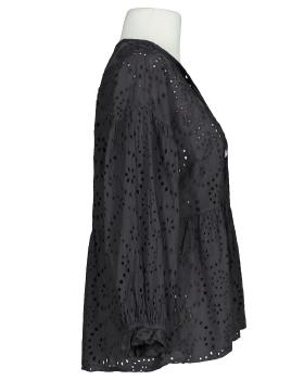 Tunika Bluse mit Lochstickerei in  schwarz von Made in Italy (Bild 2)