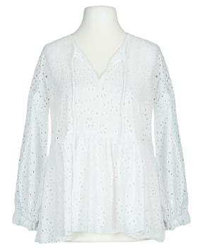 Tunika Bluse mit Lochstickerei in  weiss von Made in Italy (Bild 1)