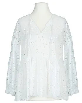 Tunika Bluse mit Lochstickerei in  wei� von Made in Italy (Bild 1)