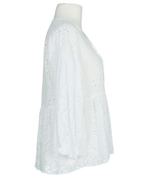 Tunika Bluse mit Lochstickerei in  weiss von Made in Italy (Bild 2)