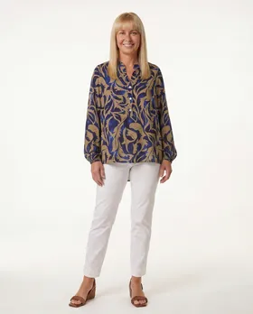 Tunika Bluse Ornamentprint in  blau von Selected Touch (Bild 3)
