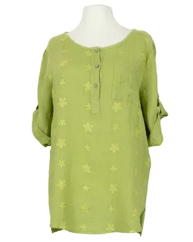 Tunika Bluse Stickerei in  apfelgr�n von Made in Italy (Bild 1)