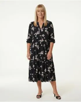 Tunika Kleid Blumenprint in  schwarz von Vincenzo Allocca (Bild 3)