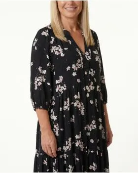 Tunika Kleid Blumenprint in  schwarz von Vincenzo Allocca (Bild 4)