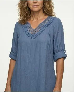 Tunika Kleid Leinen in  blau von Diana (Bild 4)