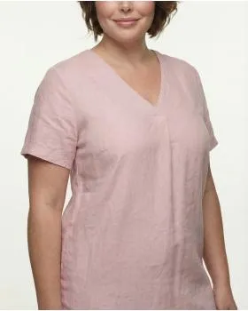 Tunika Kleid Leinen in  rosa von Made in Italy (Bild 3)