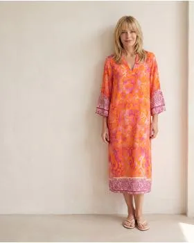 Tunika Kleid Ornamentmuster in  pink-orange von Sarah (Bild 5)