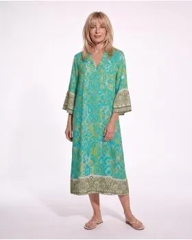 Tunika Kleid Ornamentmuster in  t�rkis-oliv von Sarah (Bild 3)