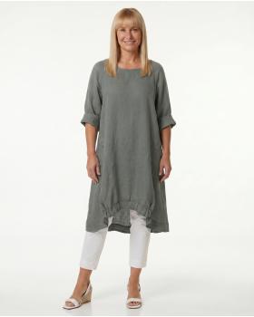 Tunika Leinen A-Linie in  khaki von Puro Lino (Bild 3)